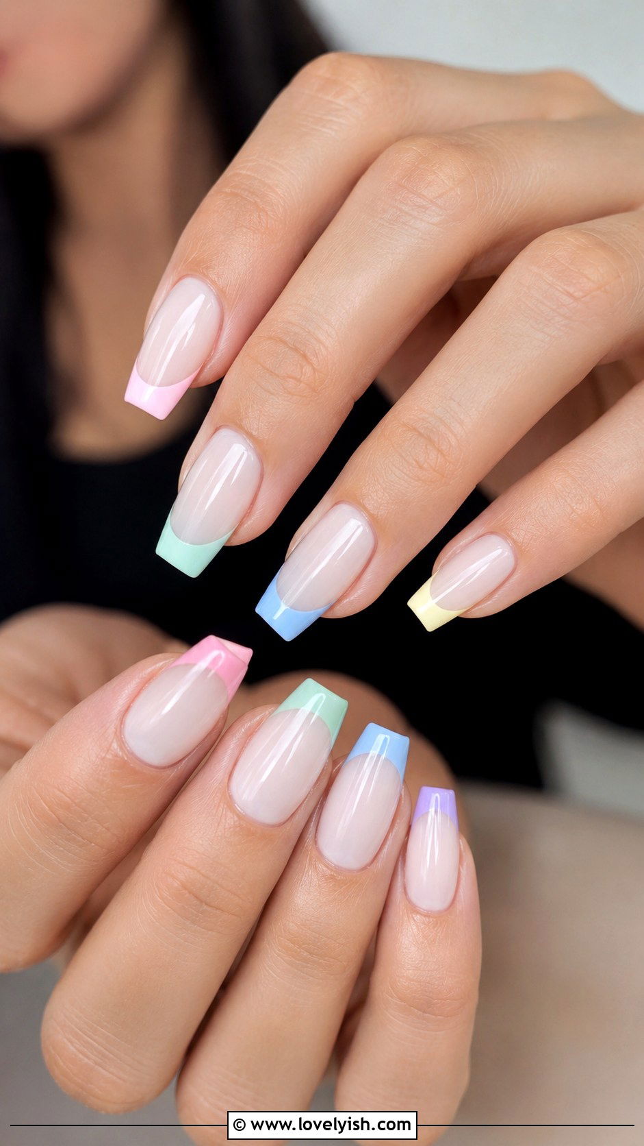 Pastel Rainbow Tip Nails - 50 preppy nails - 50 preppy nails