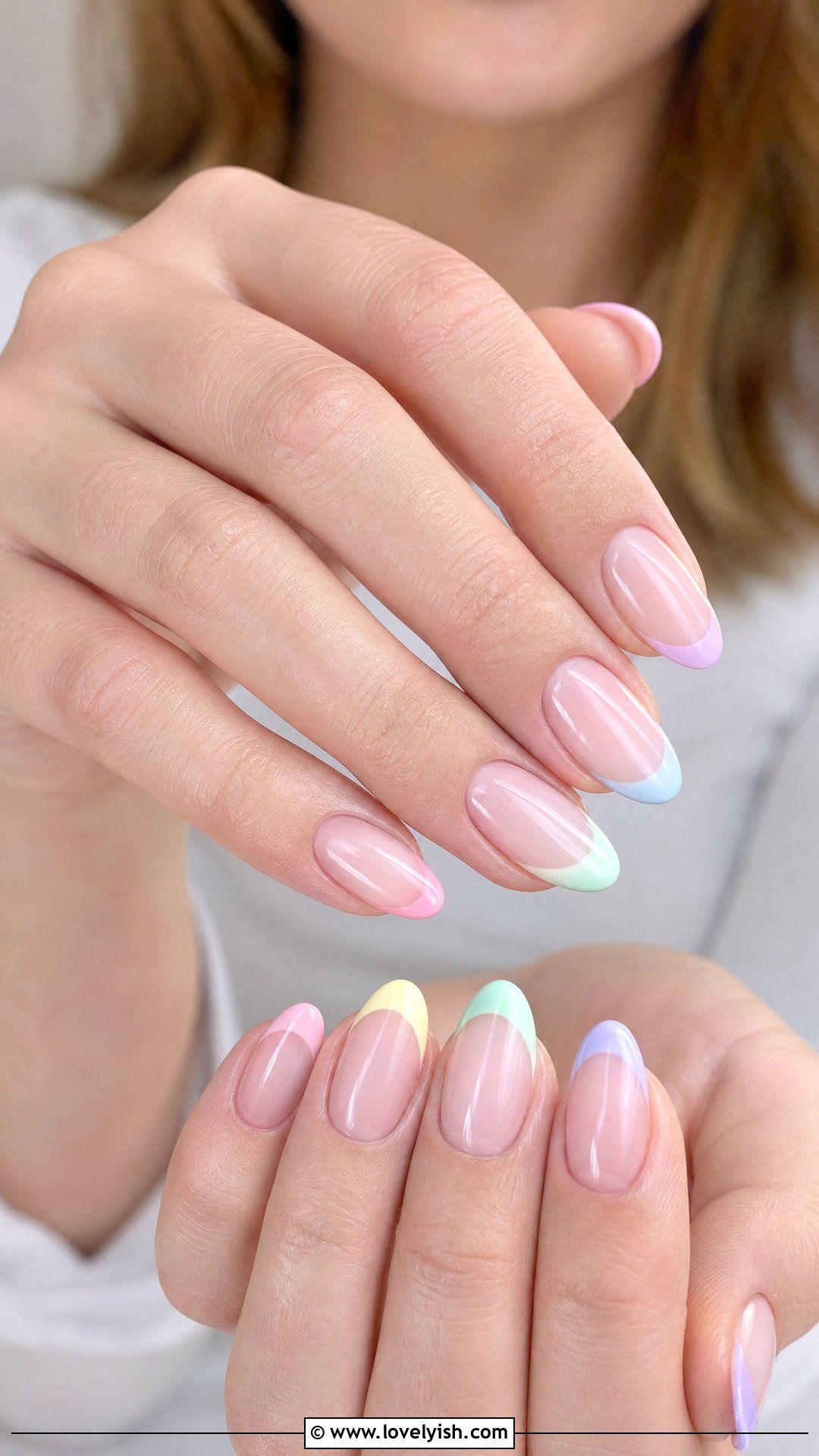 Pastel Rainbow Tip Nails - 50 simple spring nail designs - 50 simple spring nail designs