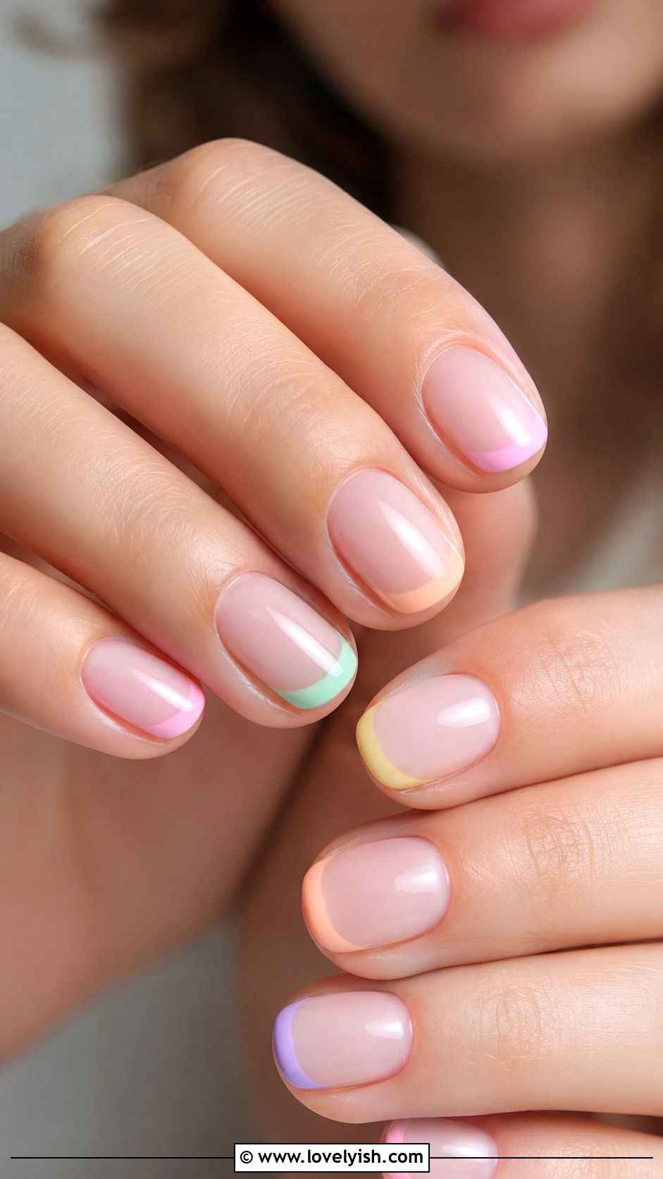 Pastel Rainbow Tip Nails - 42 easy nail art ideas - 42 easy nail art ideas