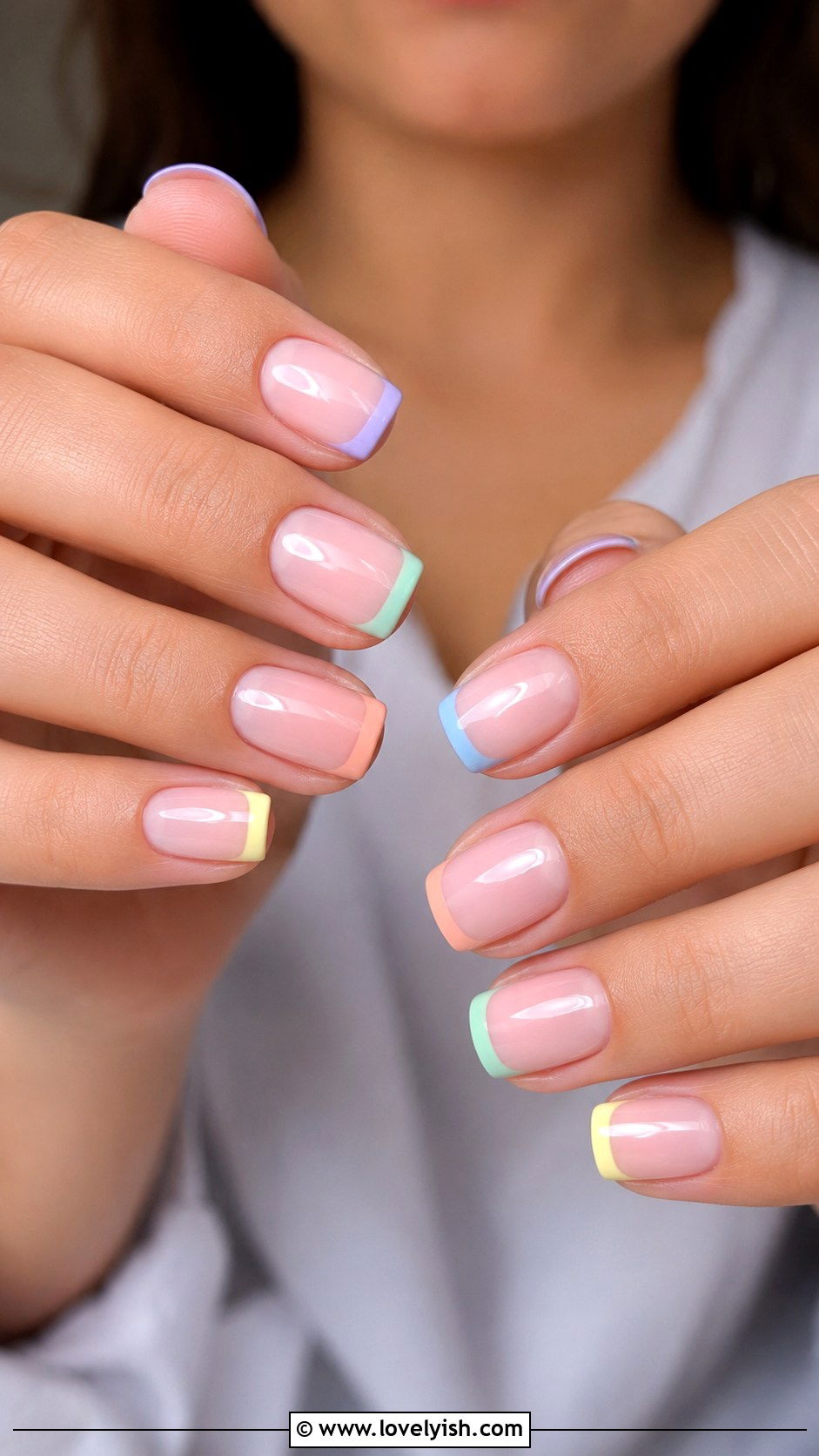 Pastel Rainbow Tip Nails - 38 beach nail designs - 38 beach nail designs