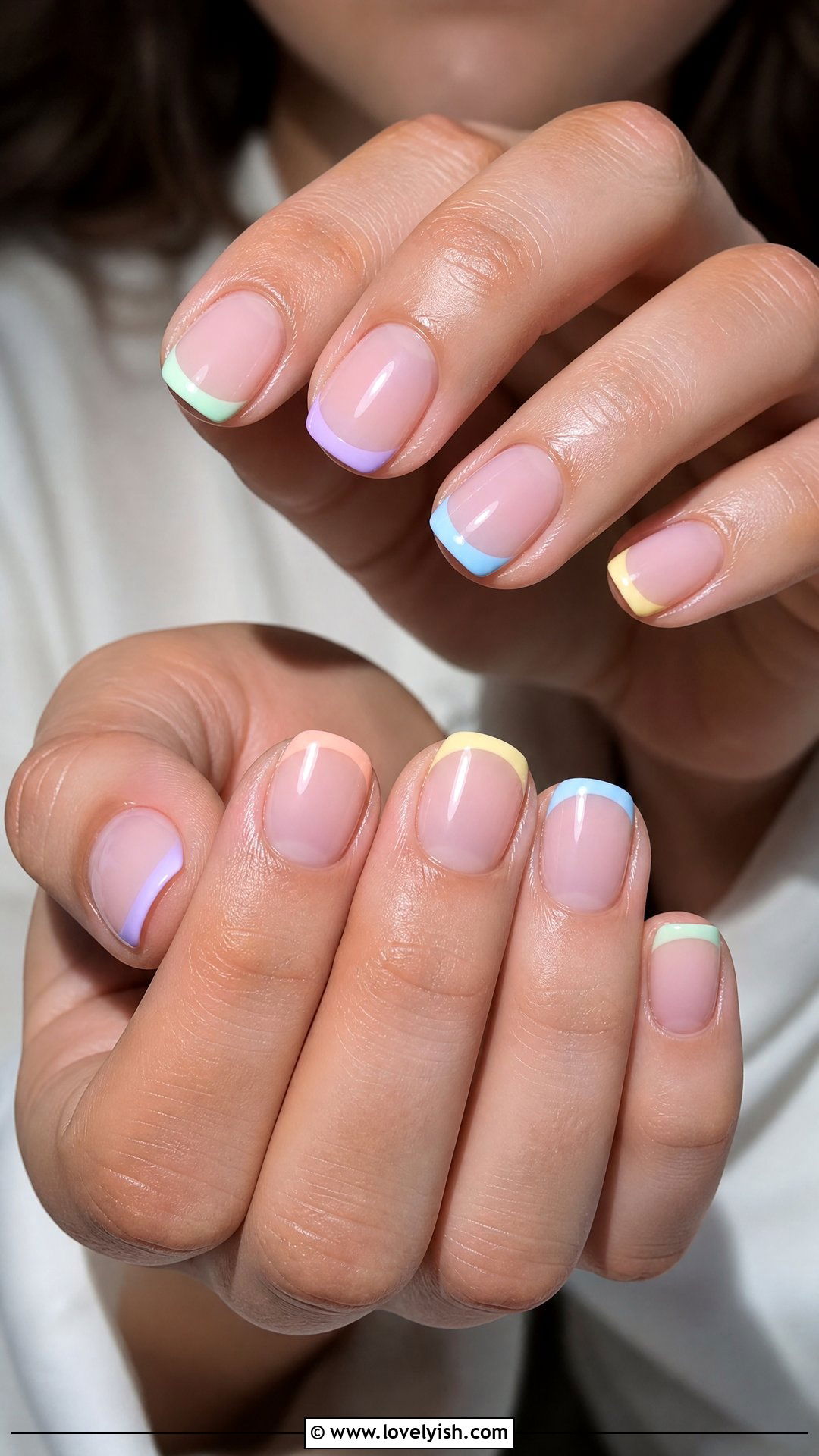 Pastel Rainbow Tip Nails - 38 simple nail art designs - 38 simple nail art designs
