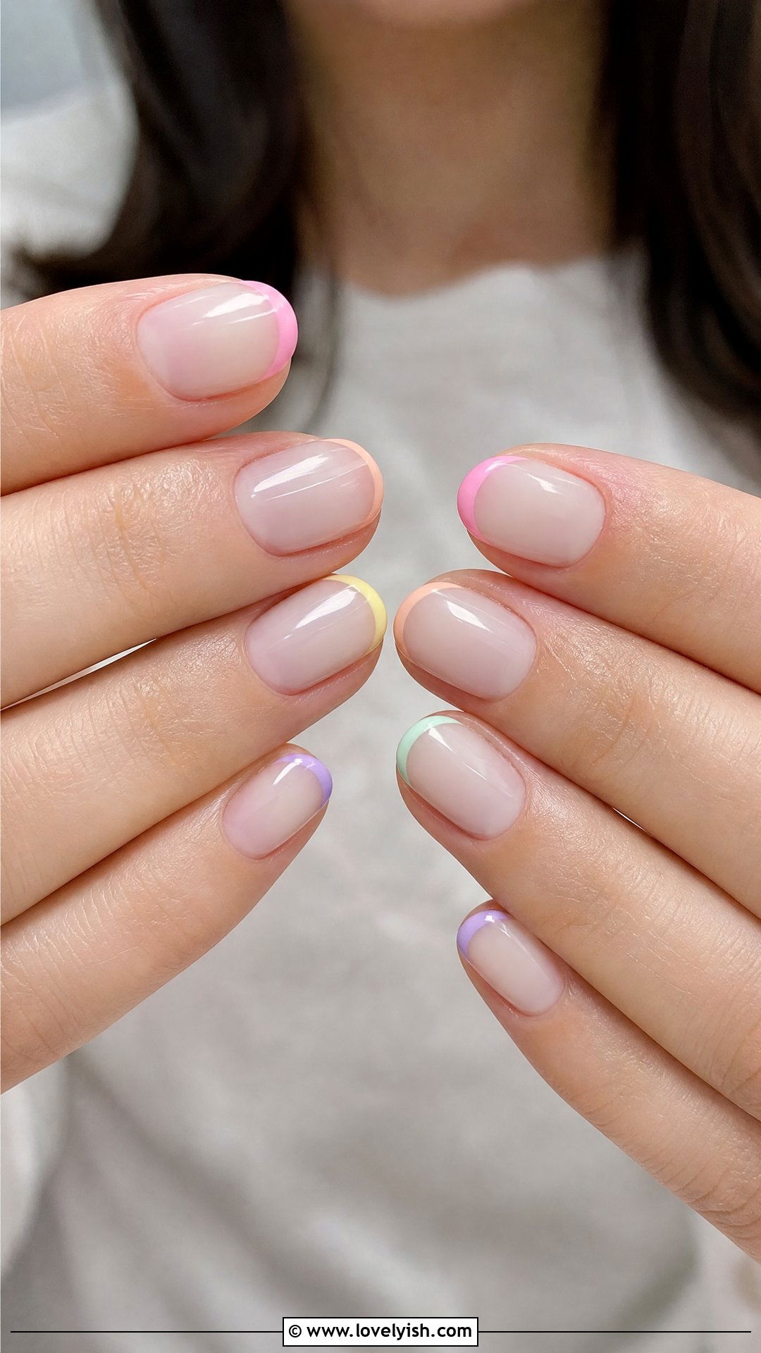 Pastel Rainbow Tip Nails - 42 spring nail ideas - 42 spring nail ideas