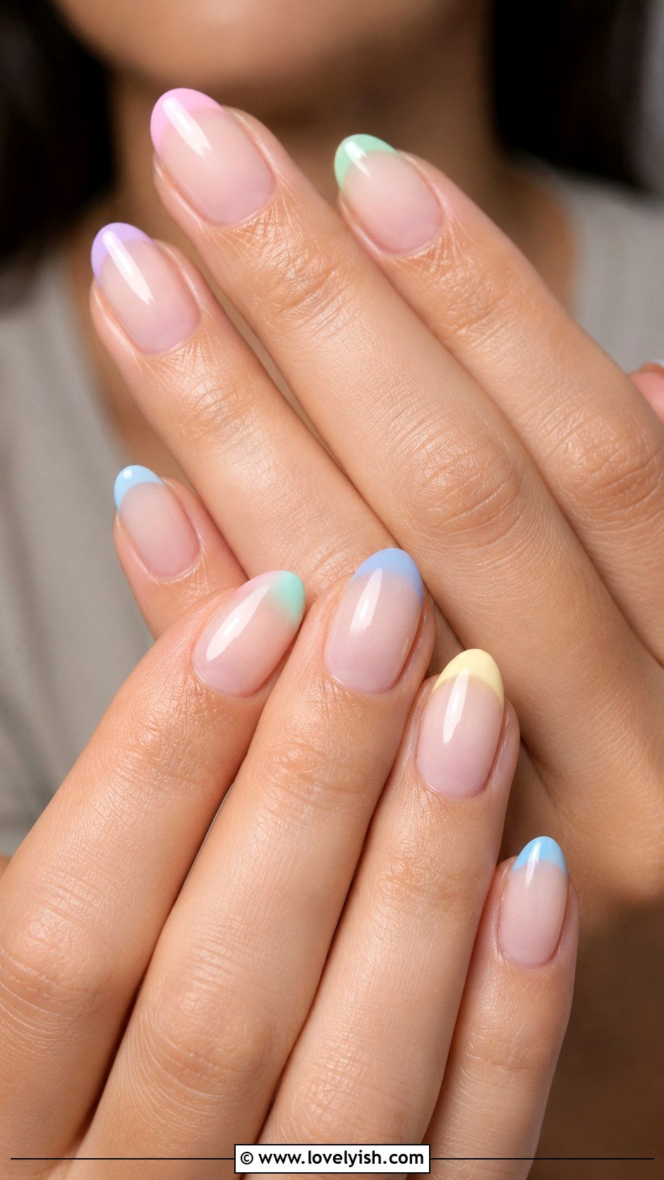 Pastel Rainbow Tip Nails - 46 nail inspo - 46 nail inspo