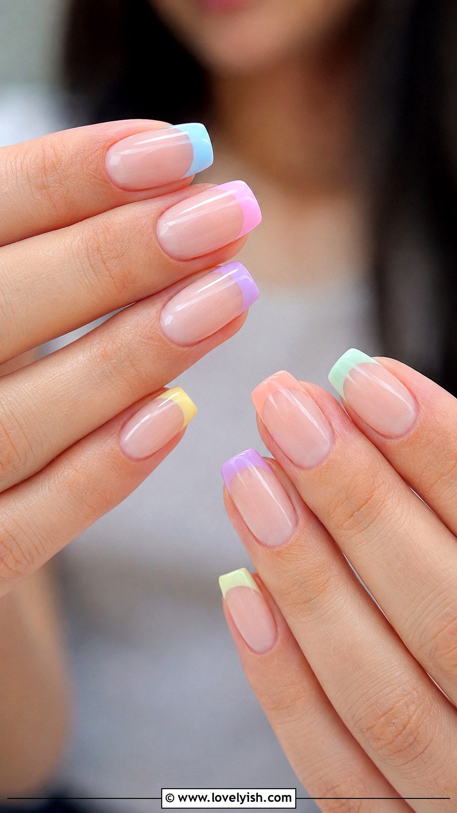 Pastel Rainbow Tips - 34 nail design for summer - 34 nail design for summer