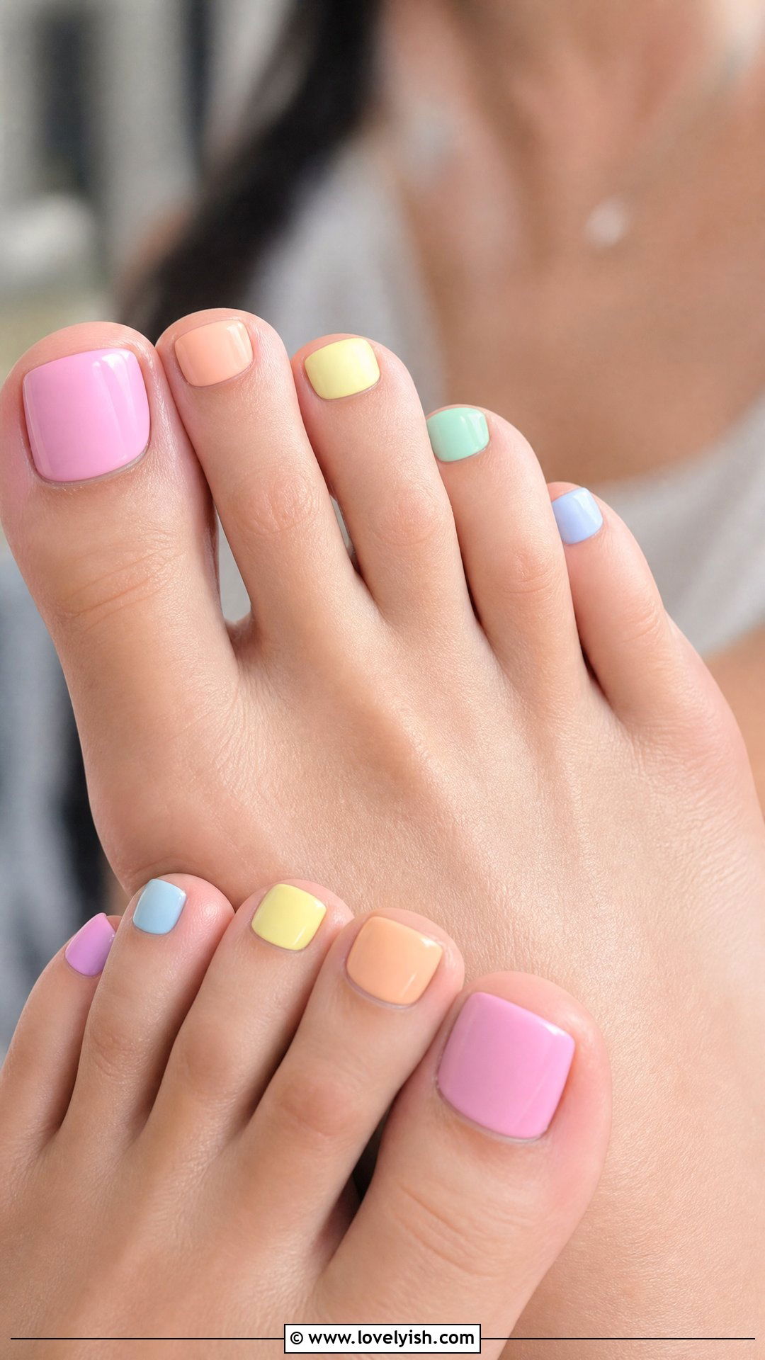 Pastel Rainbow Toe Nails - 50 summer toe nails - 50 summer toe nails