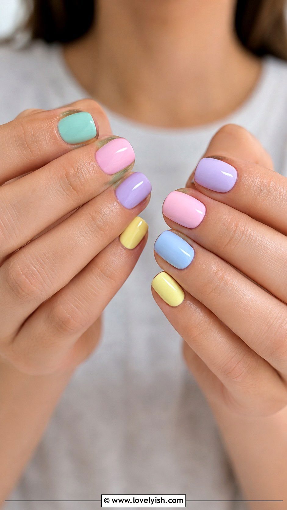Pastel Skittle Manicure - 25 easter nails design ideas - 25 easter nails design ideas