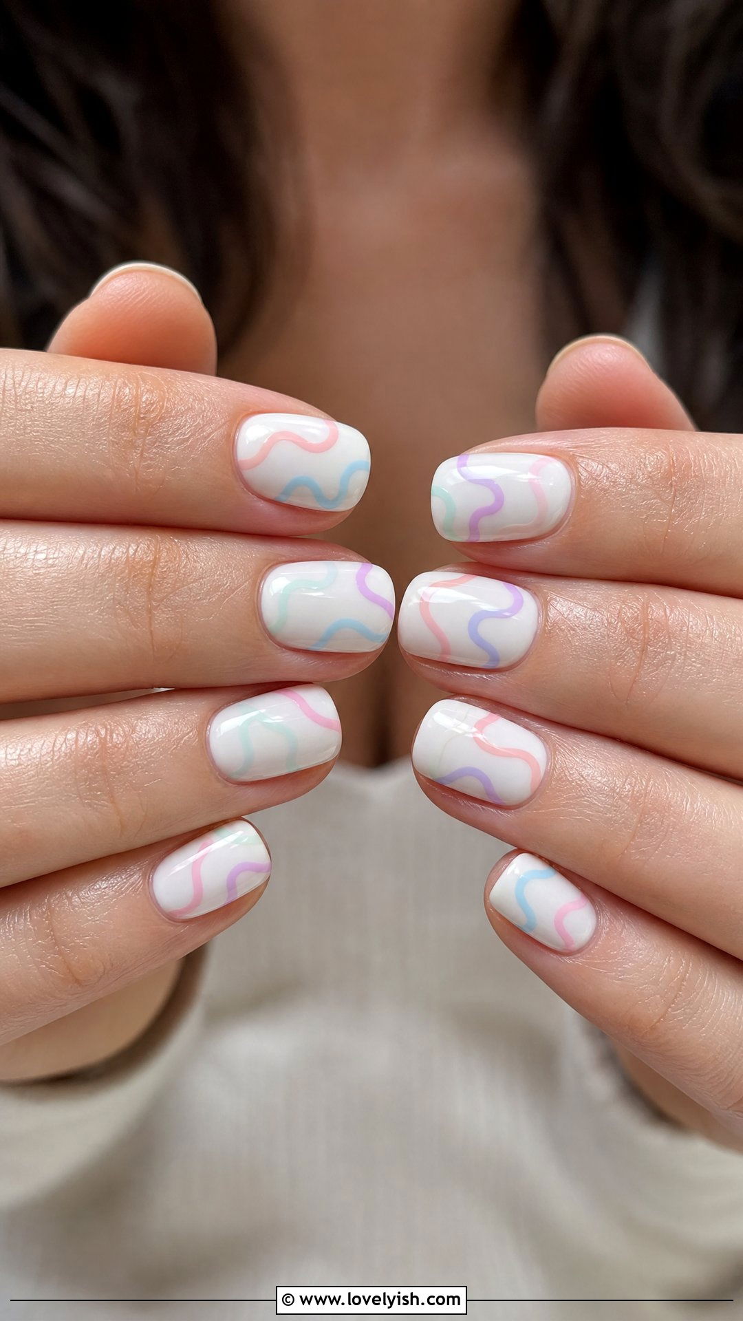 Pastel Squiggle Nails - 50 cute summer nail designs - 50 cute summer nail designs