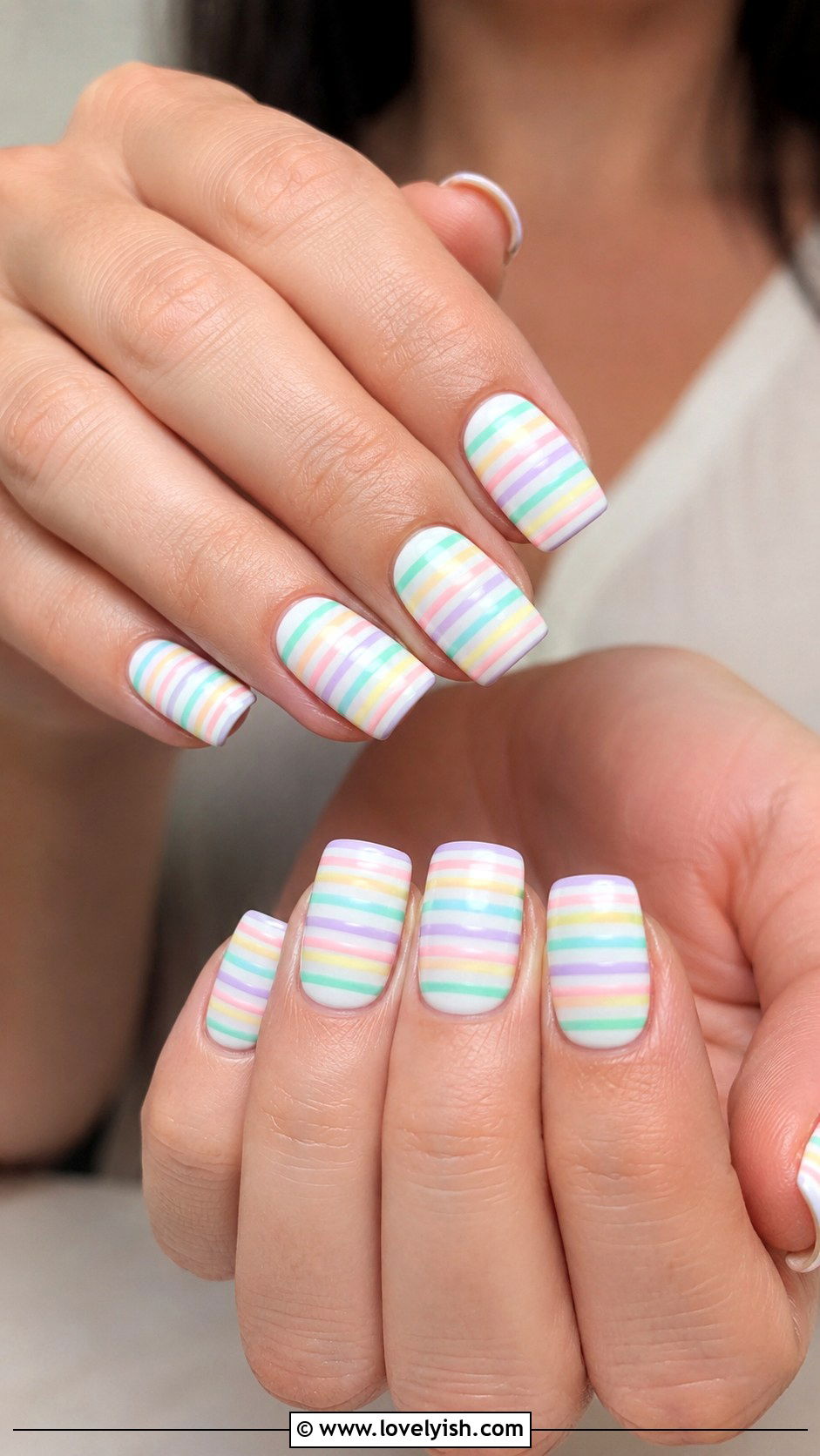 Pastel Stripe Easter Nails - 38 easter nail art ideas - 38 easter nail art ideas