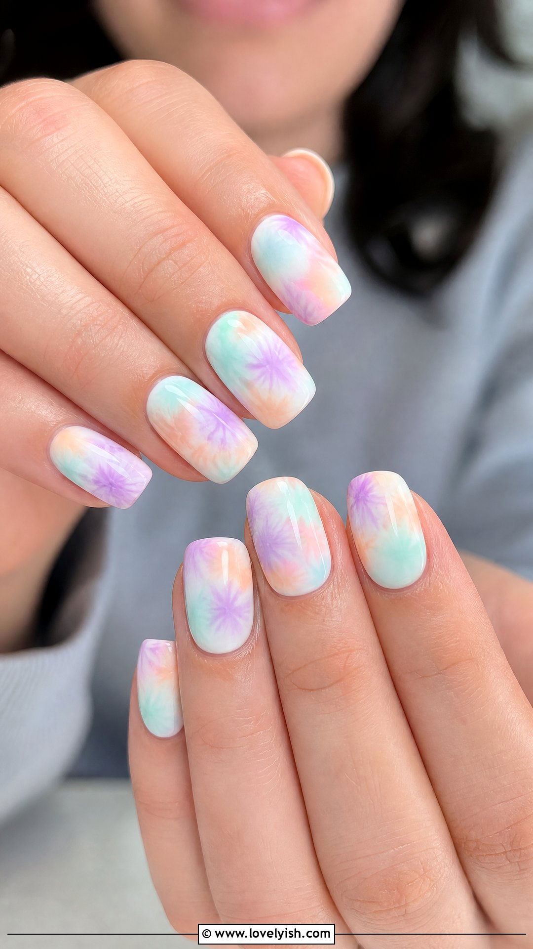 Pastel Tie Dye Nails - 50 cute spring nail designs - 50 cute spring nail designs