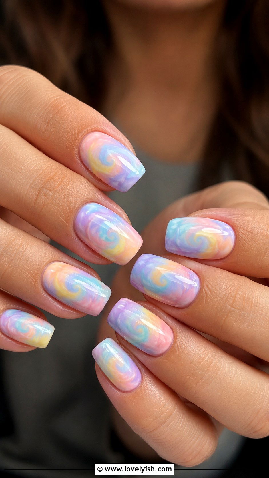 Pastel Tie Dye Swirl Nails - 39 summer nail ideas - 39 summer nail ideas