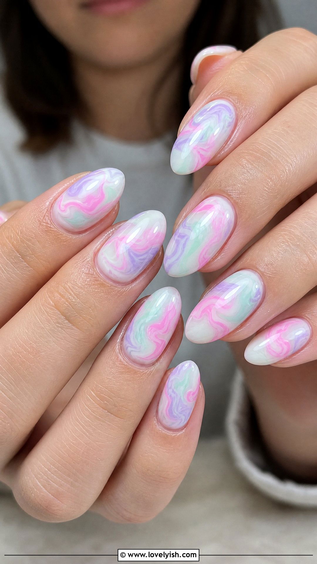 Pastel Tie Dye Swirl Nails - 50 easy spring nail designs - 50 easy spring nail designs