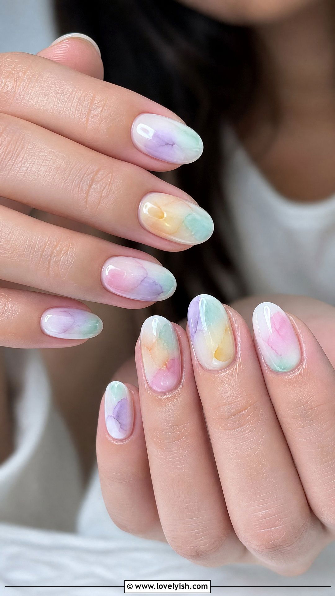 Pastel Watercolor Gel Nails - 50 gel manicure - 50 gel manicure