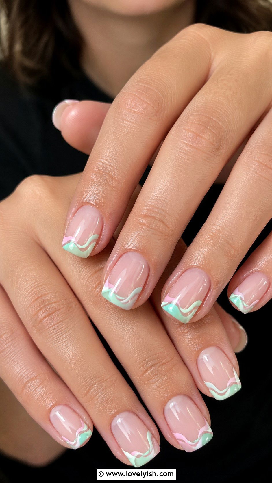 Pastel Wavy French Tip Nails - 50 pastel french tip nails - 50 pastel french tip nails