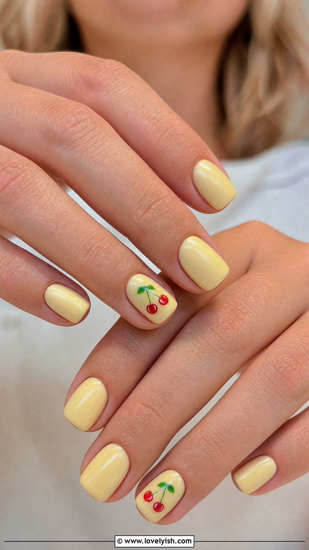 Pastel Yellow Cherry Nails - 50 cherry nails - 50 cherry nails