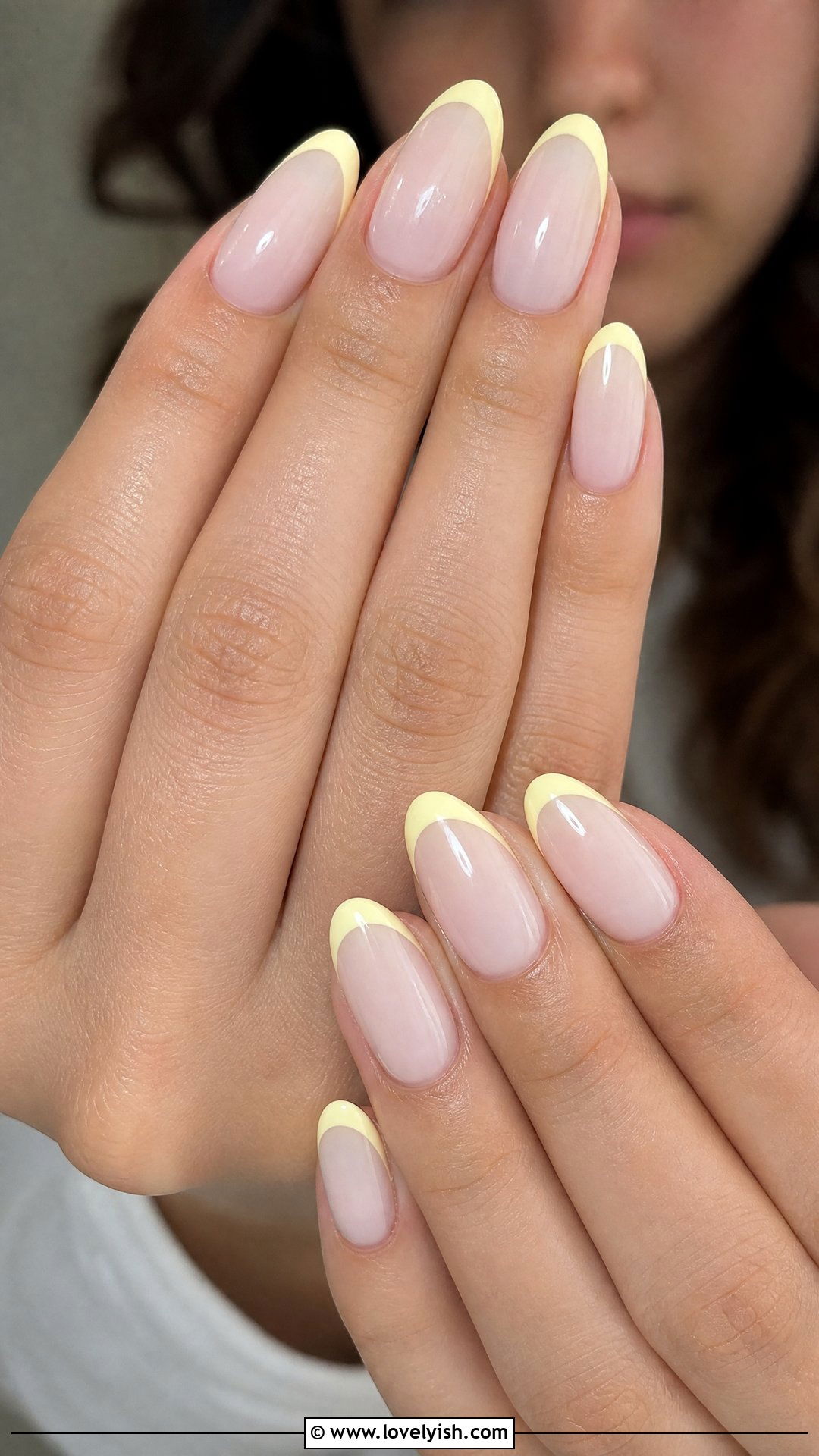 Pastel Yellow French Tip Nails - 50 simple spring nail designs - 50 simple spring nail designs
