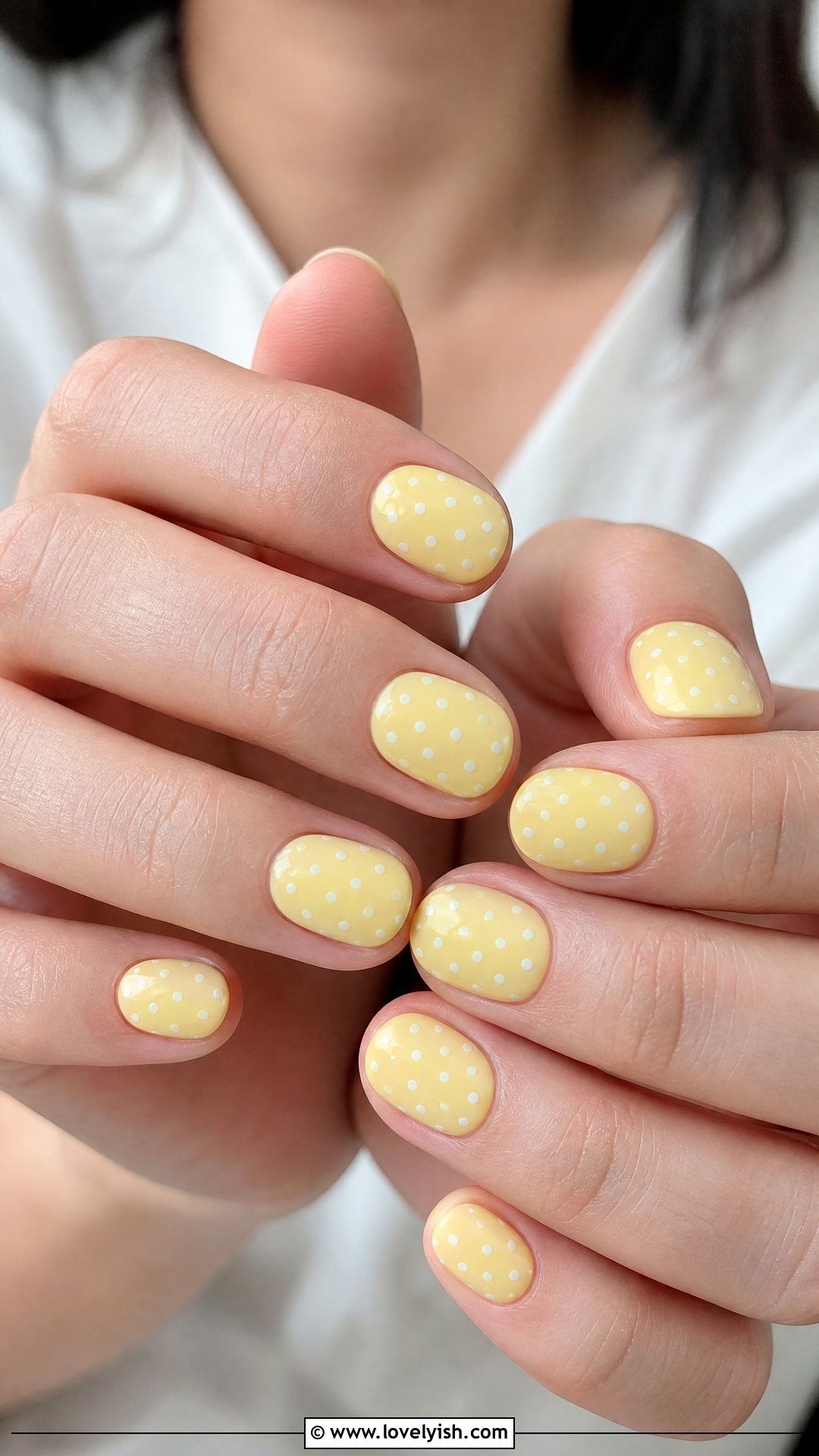 Pastel Yellow Polka Dot Nails - 50 easy spring nail designs - 50 easy spring nail designs