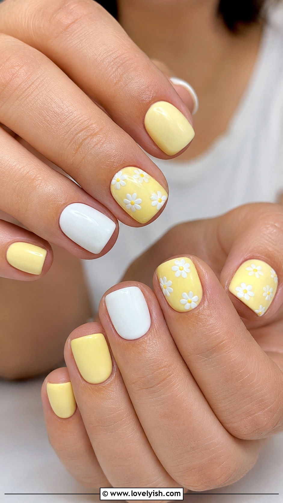 Pastel Yellow and White Easter Nails - 44 easter nail designs - 44 easter nail designs