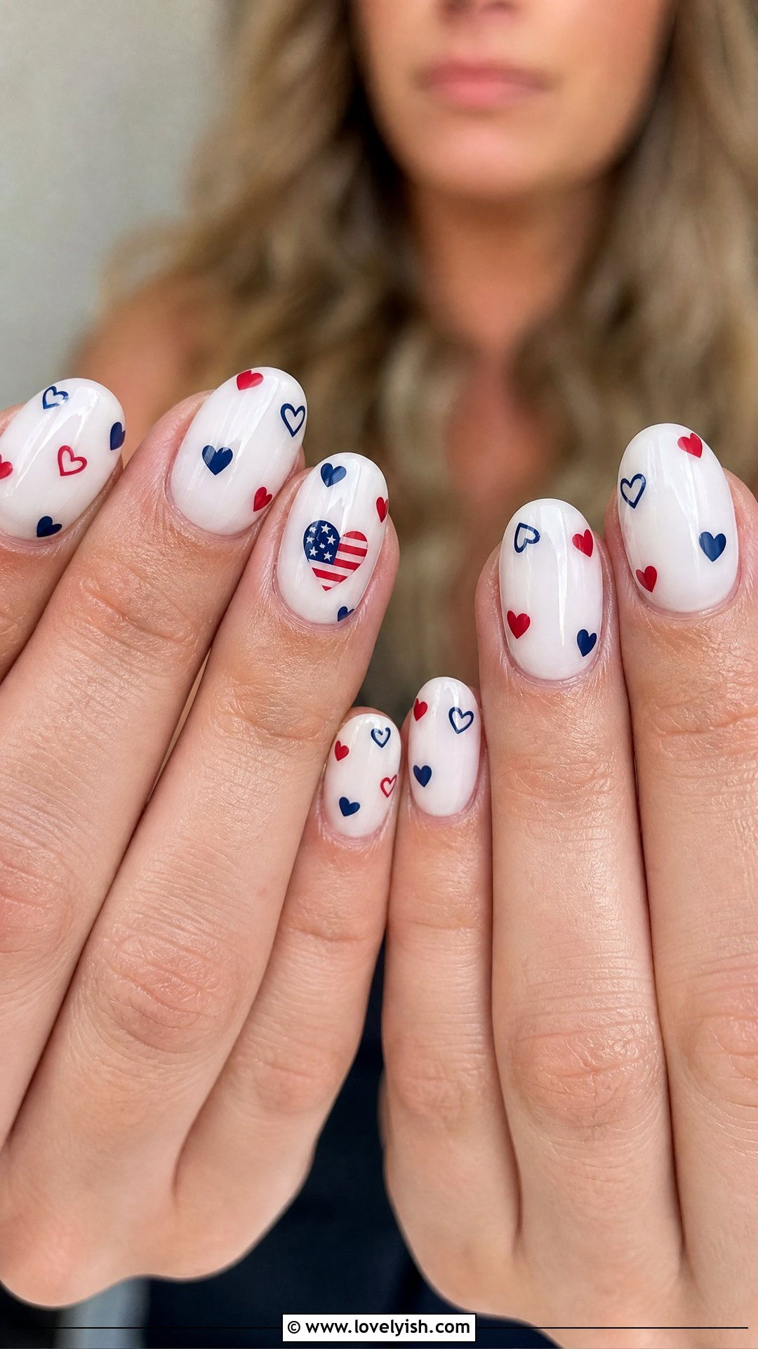 Patriotic Heart Nails - 25 4th of july nail art ideas - 25 4th of july nail art ideas