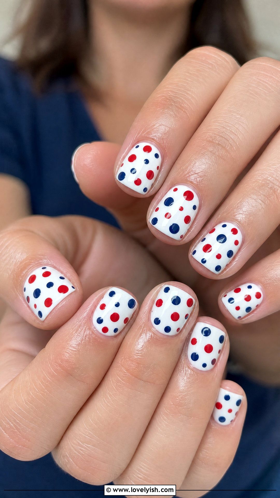 Patriotic Polka Dot Nails - 25 4th of july nail art ideas - 25 4th of july nail art ideas