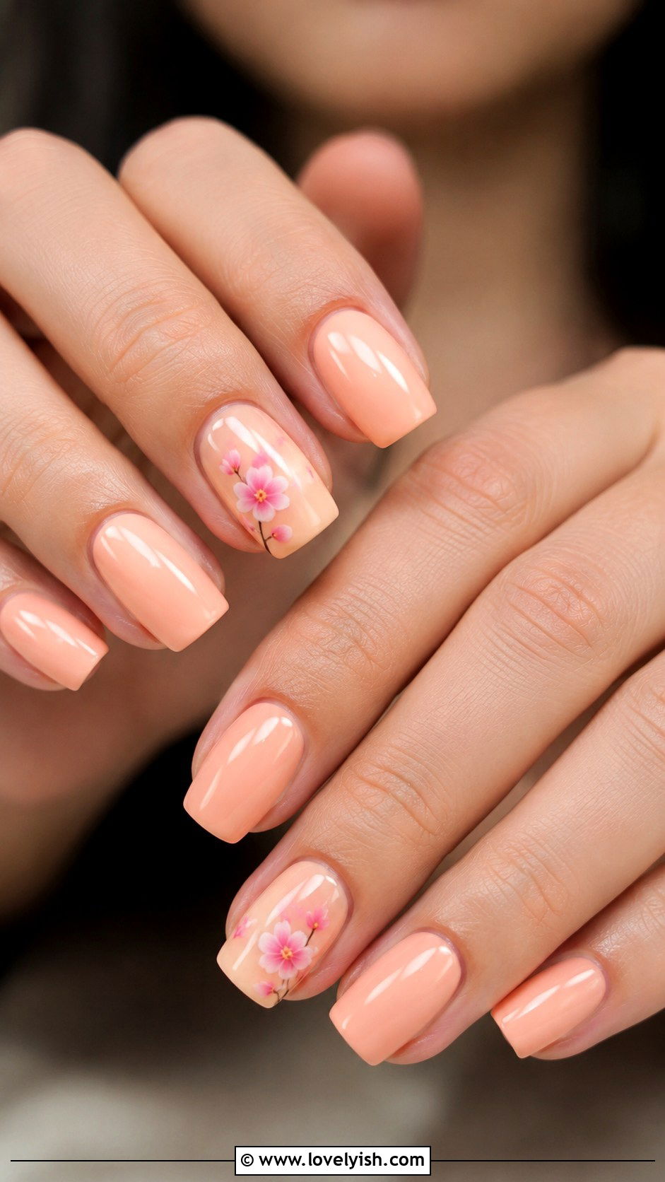 Peach Blossom Nail Design - 45 cute nail designs - 45 cute nail designs