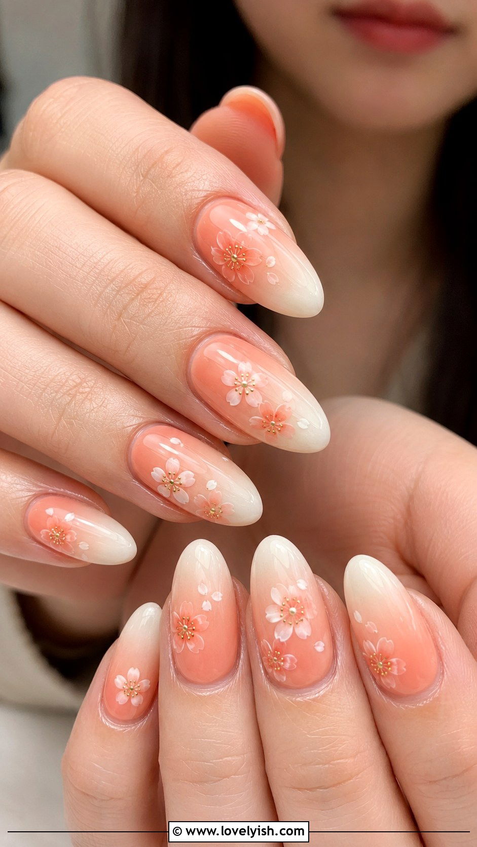 Peach Blossom Ombre Nails - 25 floral nail designs - 25 floral nail designs