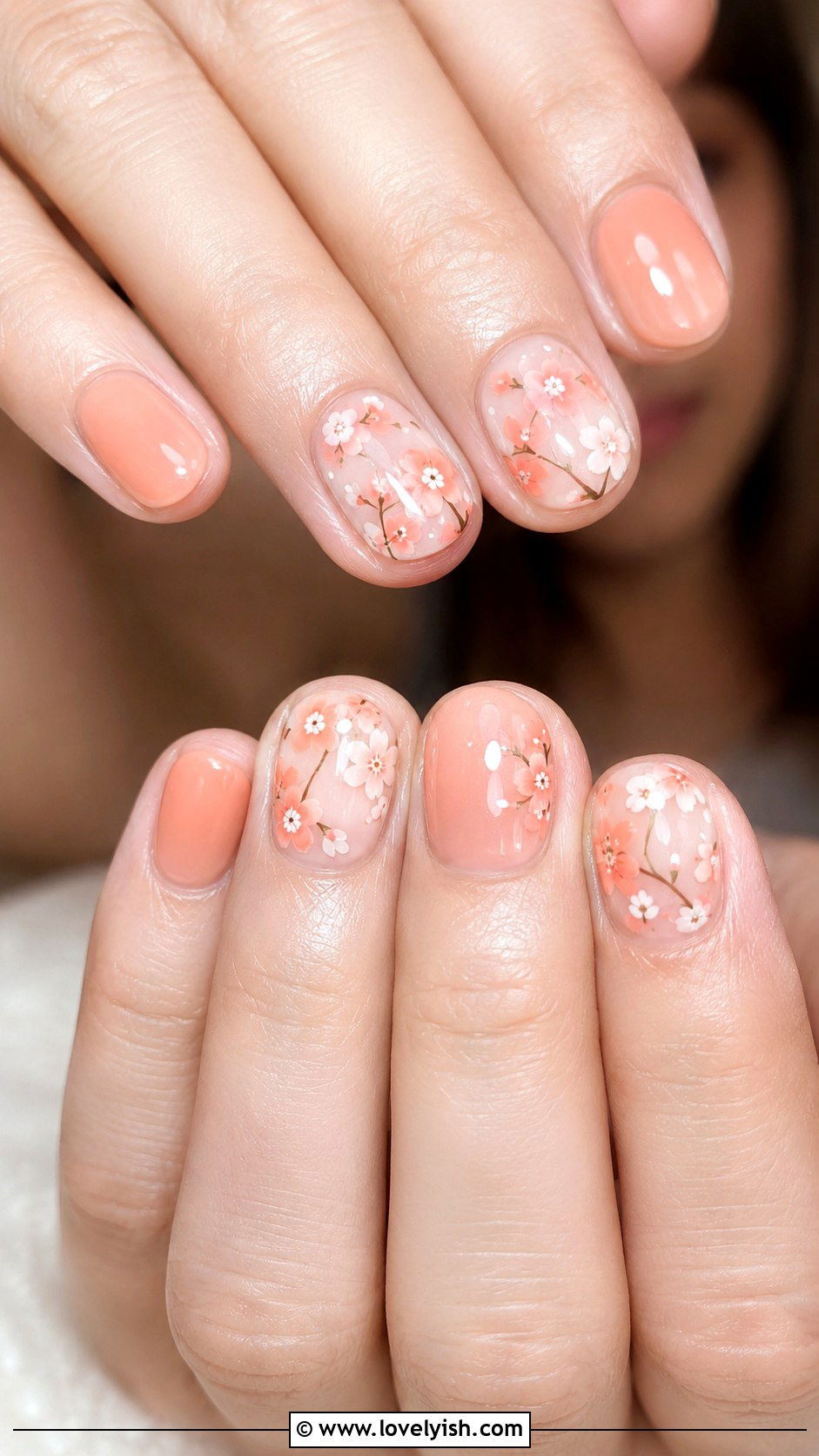 Peach Blossom Short Nails - 50 may nails - 50 may nails