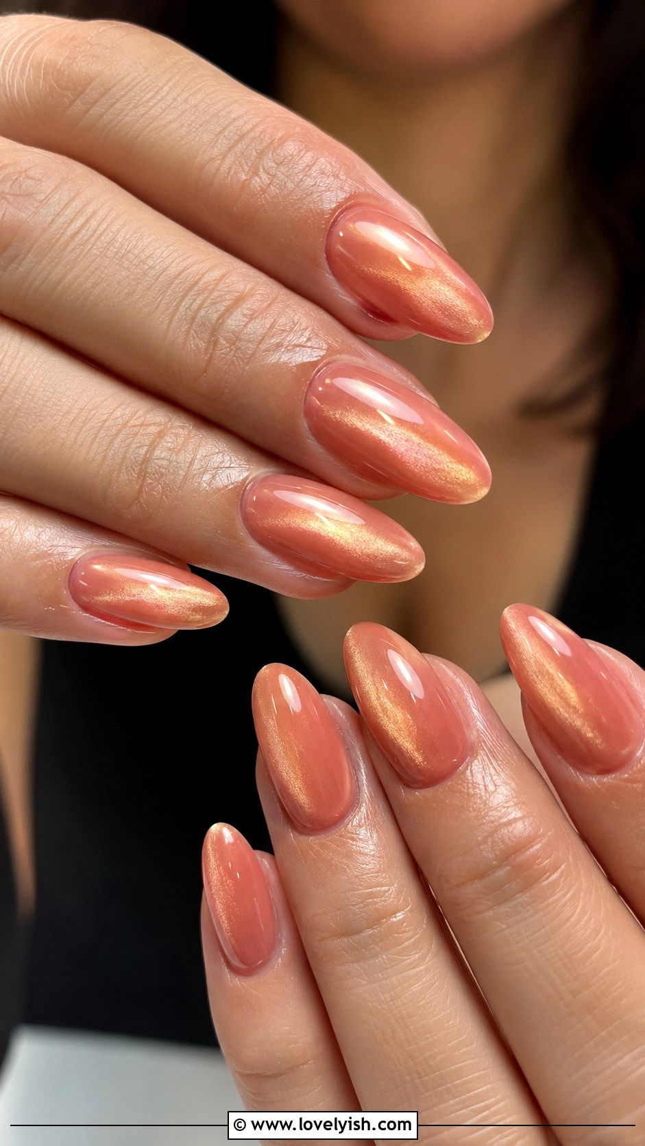 Peach Cat Eye Nails - 50 peach nail designs - 50 peach nail designs