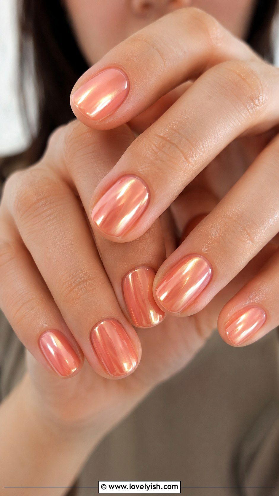 Peach Chrome Birthday Nails - 50 birthday nails - 50 birthday nails