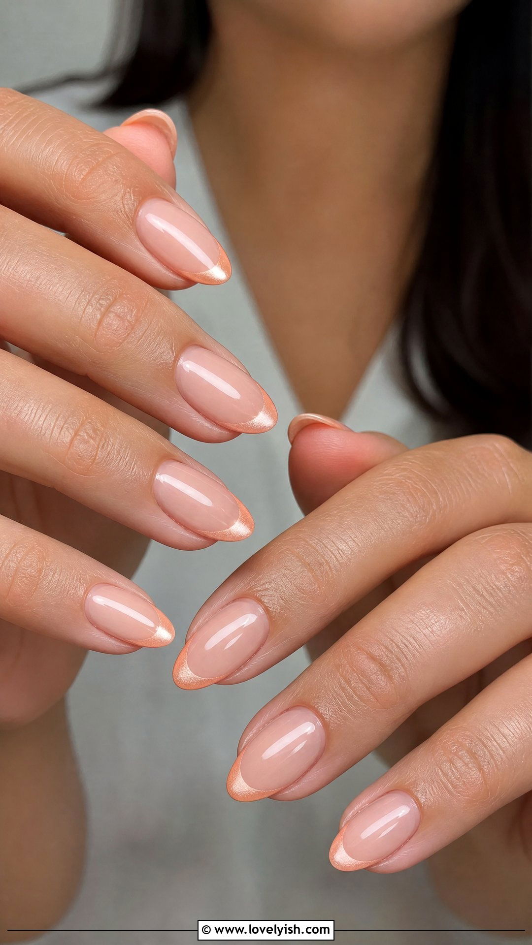 Peach Chrome French Tip Nails - 50 chrome french tip nails - 50 chrome french tip nails