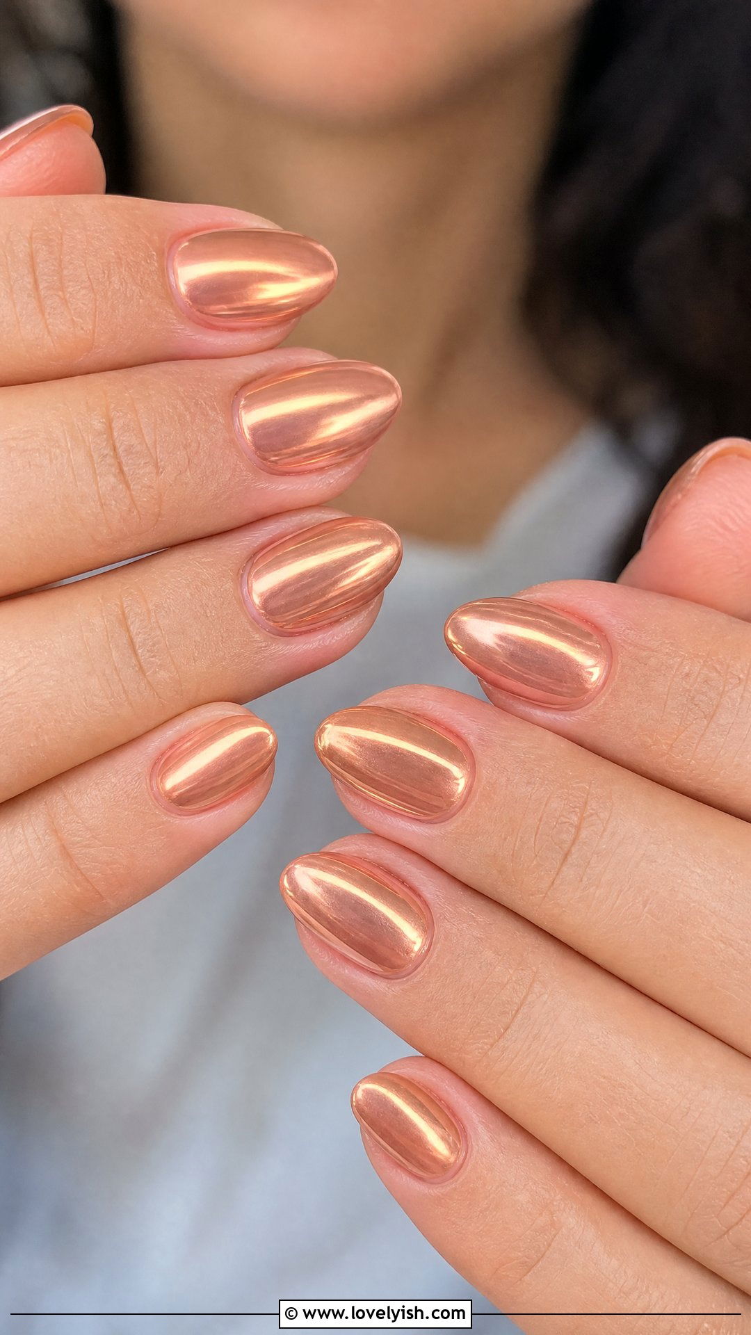 Peach Chrome Short Almond Nails - 50 short almond nails - 50 short almond nails