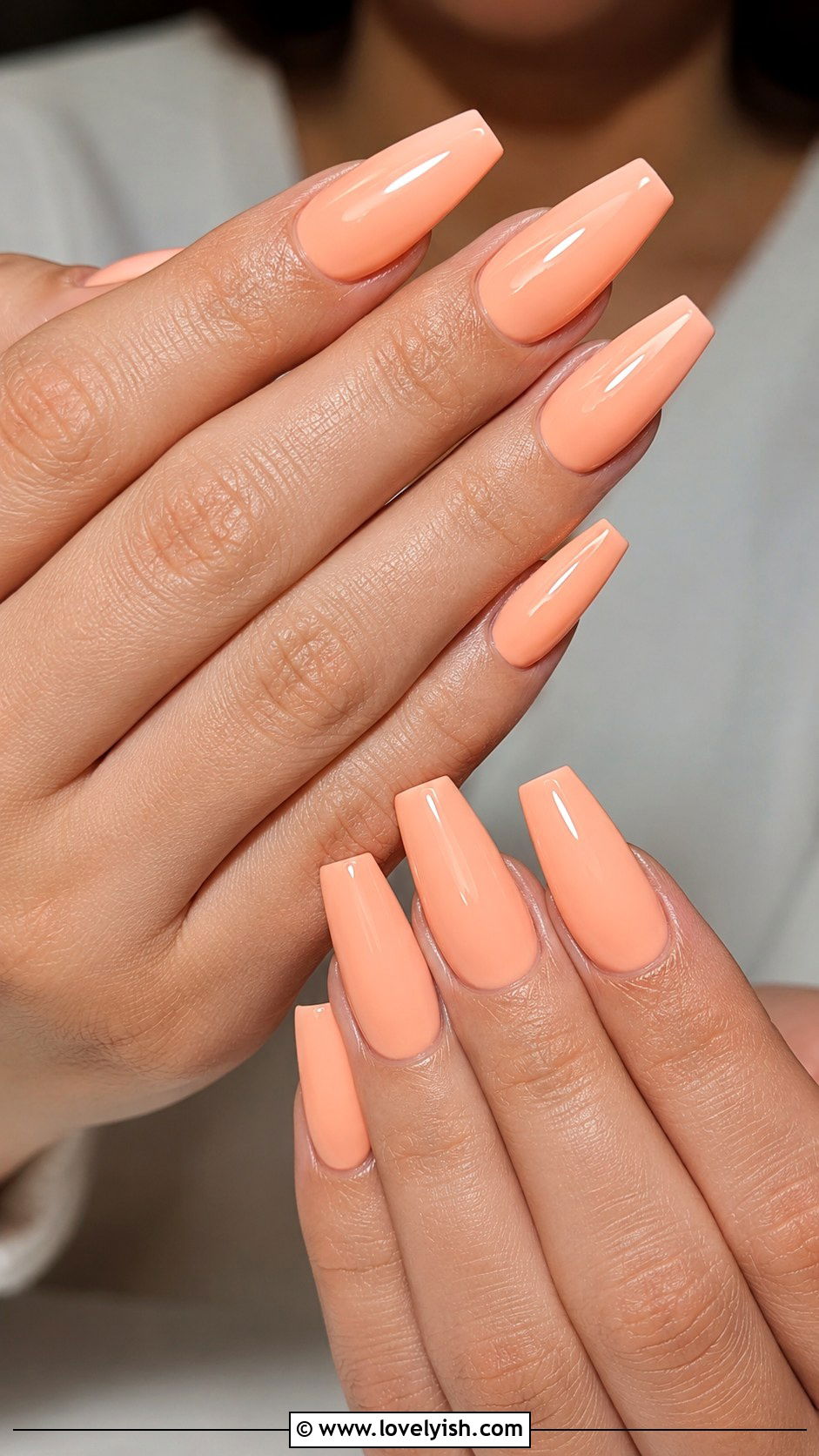 Peach Coffin Nails - 50 peach nail designs - 50 peach nail designs