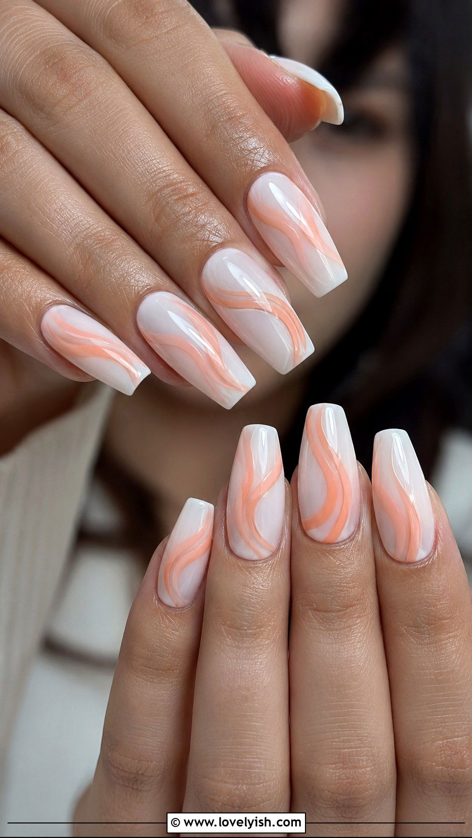 Peach Cow Print Nails - 50 peach nail designs - 50 peach nail designs