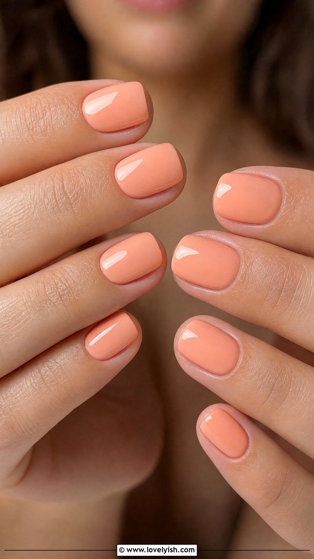Peach Cream Solid Nails - 46 easy nail designs - 46 easy nail designs
