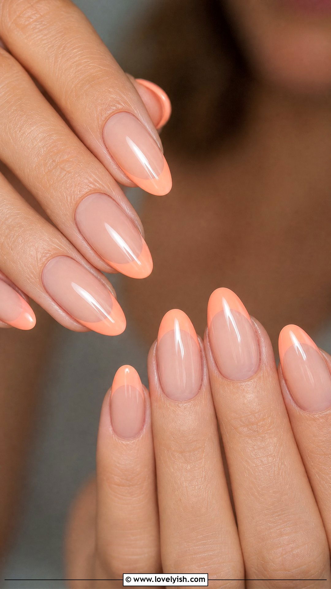 Peach French Tip - 50 french manicure - 50 french manicure
