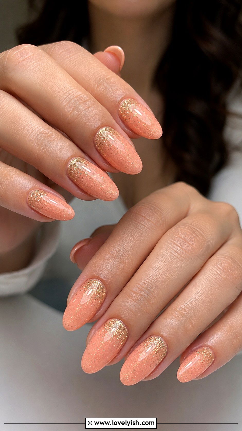 Peach Glitter Dip Nails - 25 dip nail designs - 25 dip nail designs