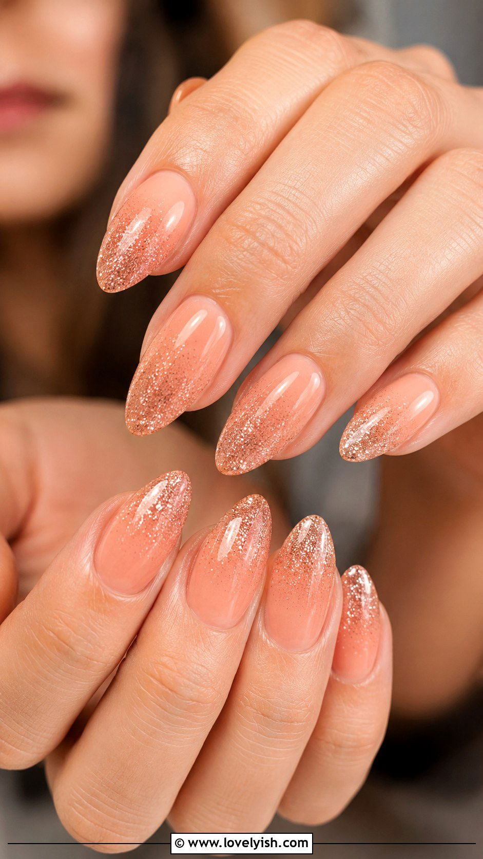Peach Glitter Ombre Nails - 50 glitter nails - 50 glitter nails