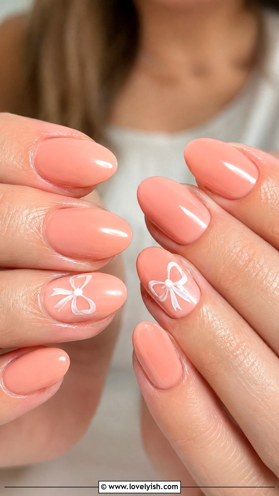 Peach Heart Tip Nails - 50 peach nail designs - 50 peach nail designs
