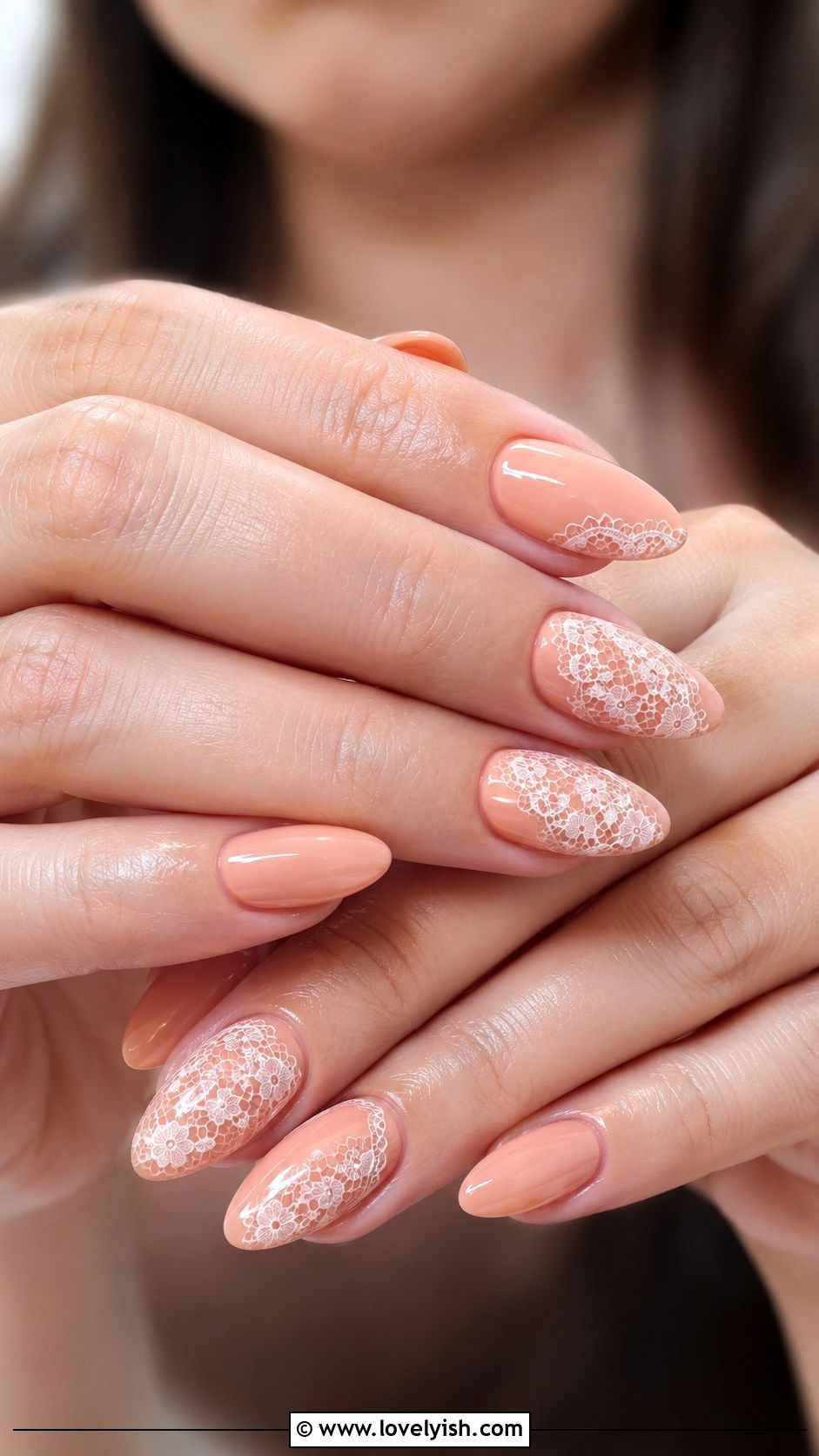 Peach Lace Nails - 50 peach nail designs - 50 peach nail designs