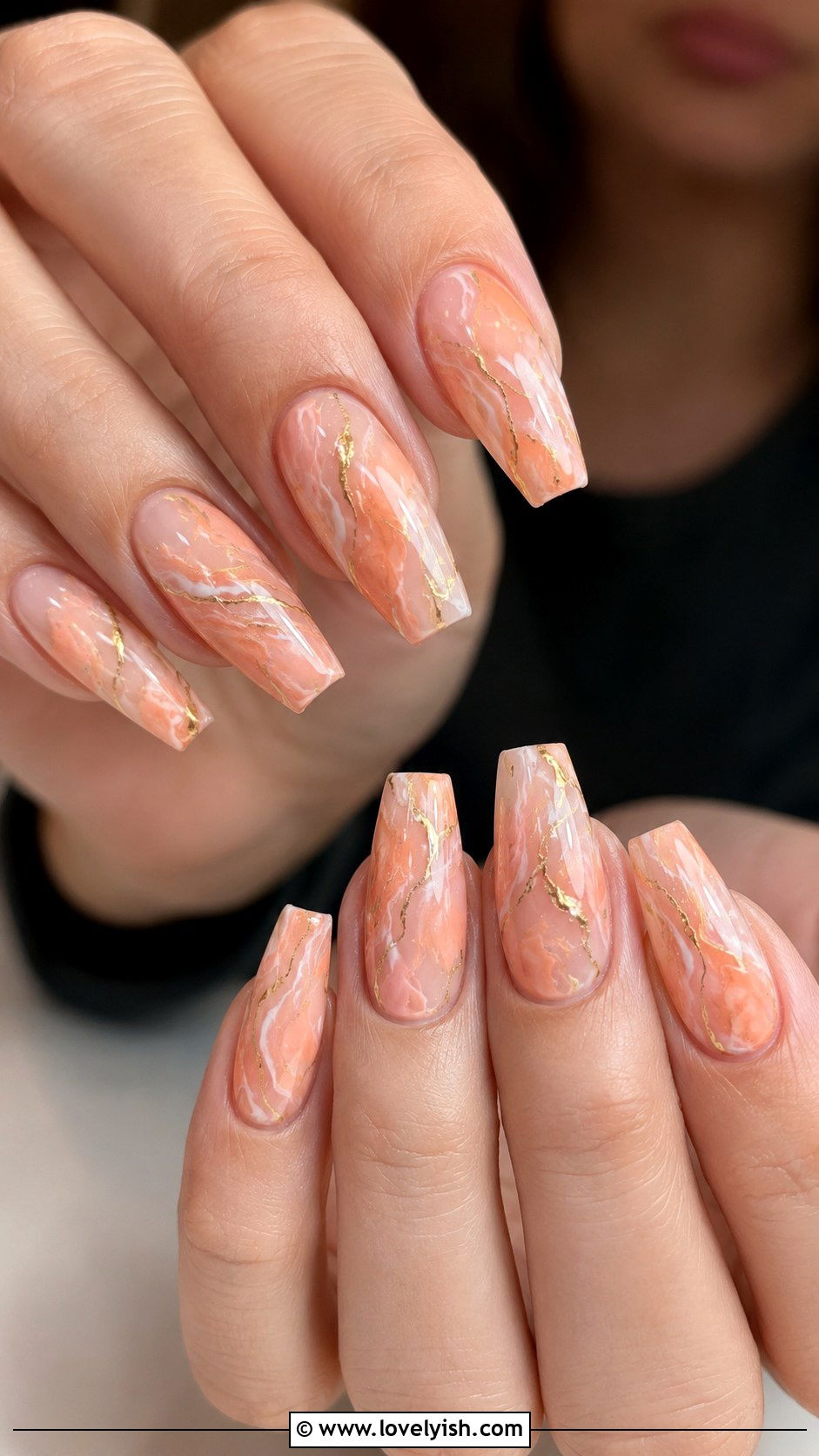 Peach Marble Nails - 50 peach nail designs - 50 peach nail designs