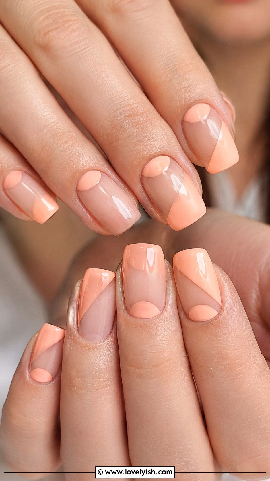 Peach Negative Space Nails - 50 peach nail designs - 50 peach nail designs