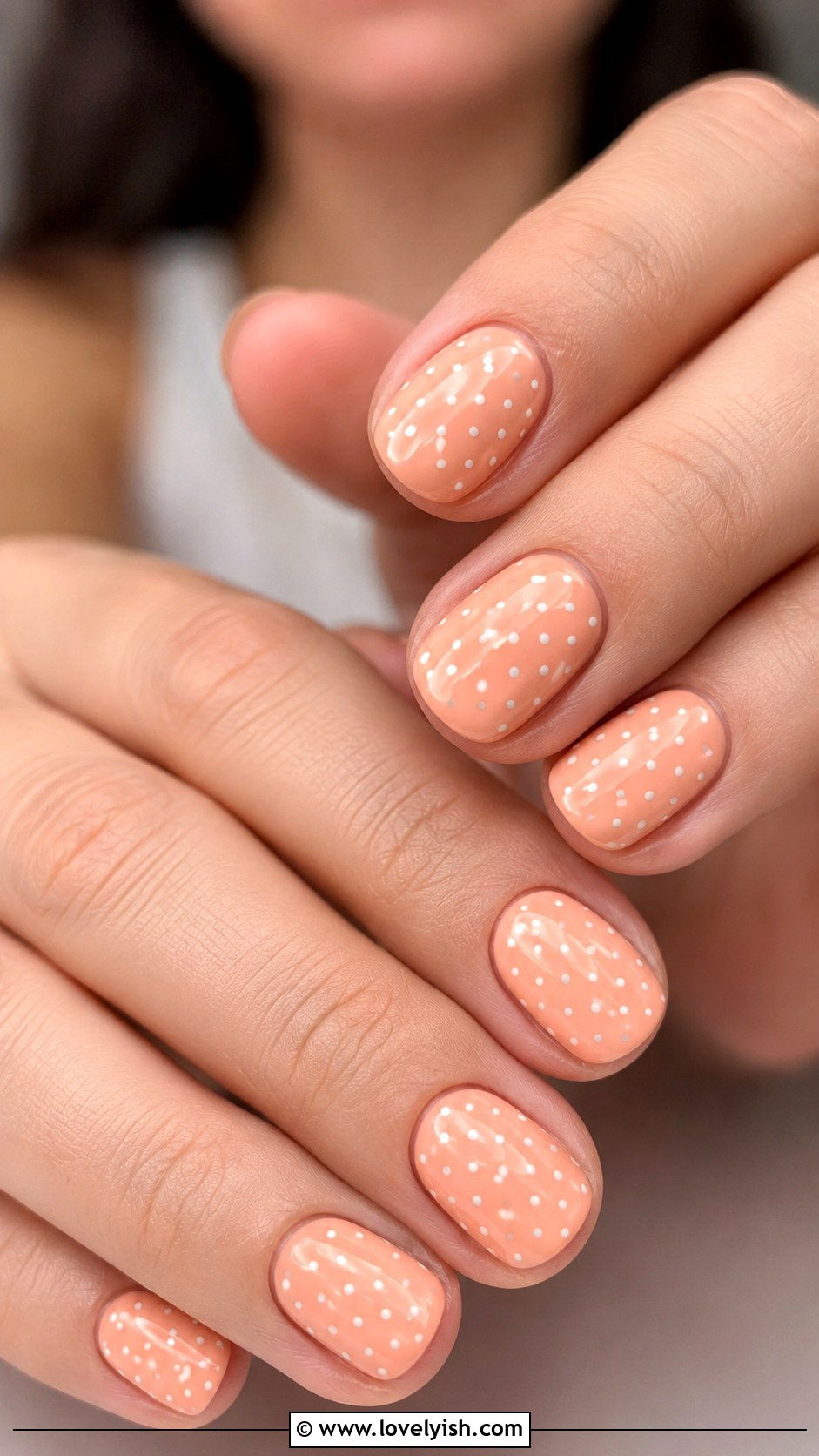 Peach Polka Dot Nails - 50 peach nail designs - 50 peach nail designs