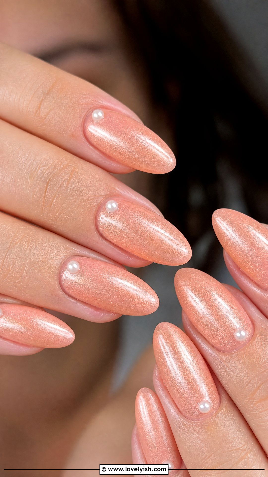 Peach Shimmer Pearl Nails - 50 sparkly nails - 50 sparkly nails