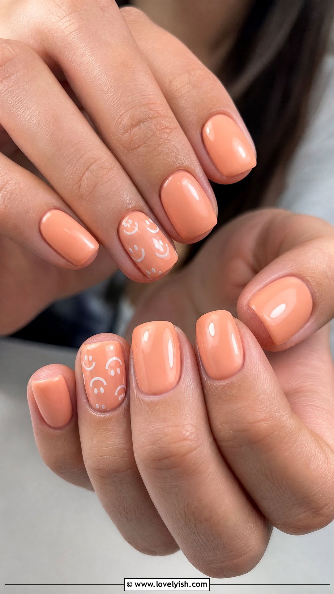 Peach Smiley Face Nails - 50 cute nails - 50 cute nails