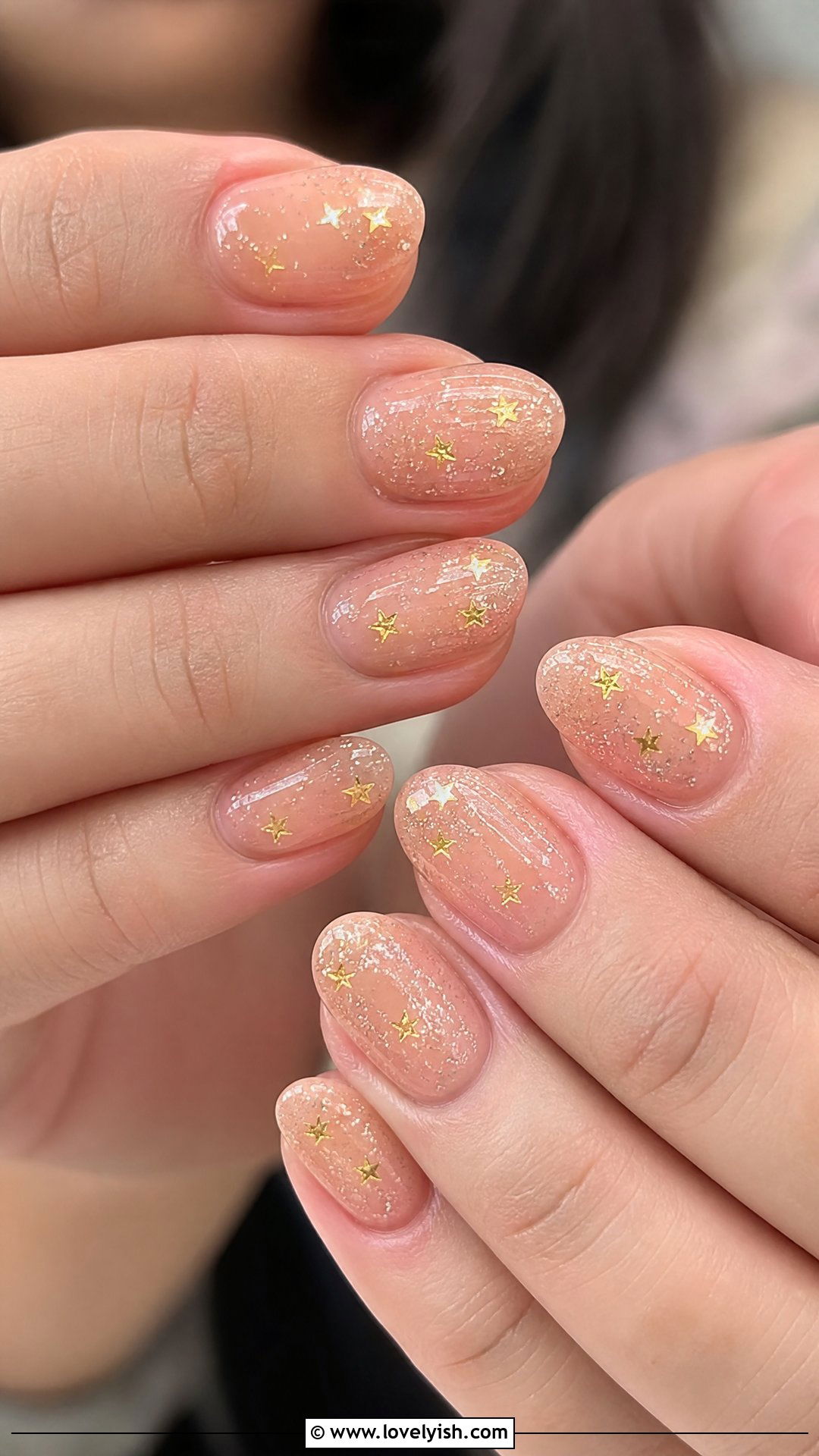 Peach Star Glitter Nails - 50 star nails - 50 star nails