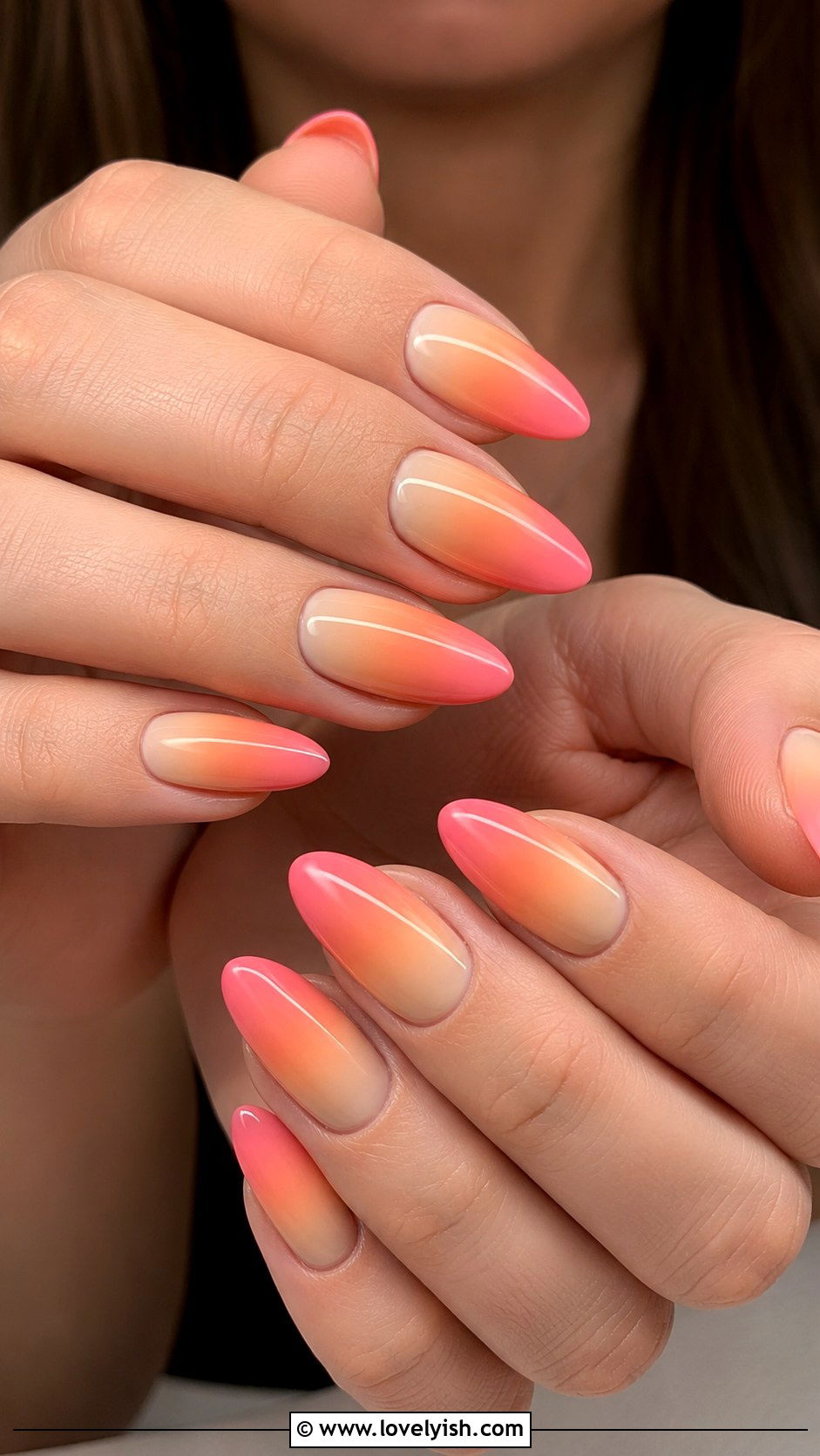 Peach Sunset Ombre Nails - 50 peach nail designs - 50 peach nail designs