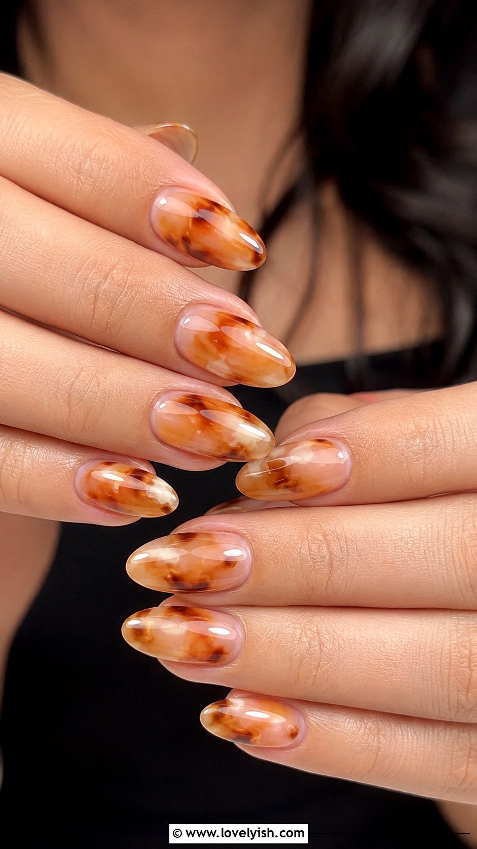 Peach Tortoiseshell Nails - 50 peach nail designs - 50 peach nail designs