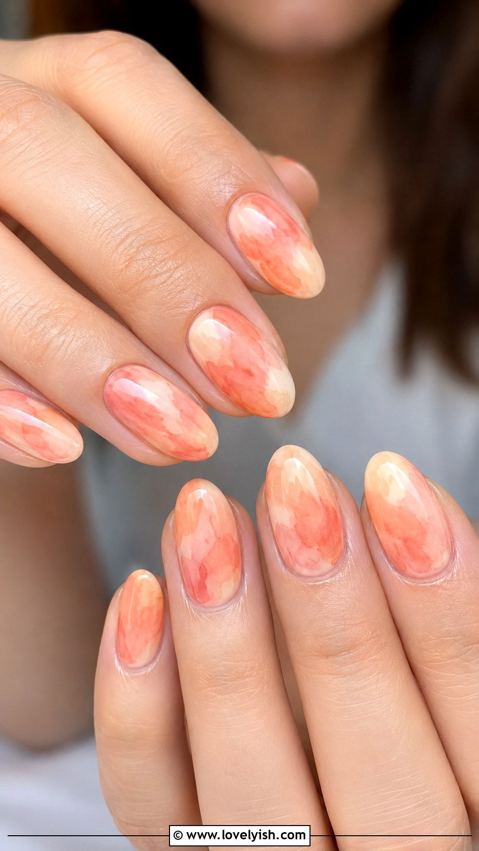 Peach Watercolor Nails - 50 peach nail designs - 50 peach nail designs