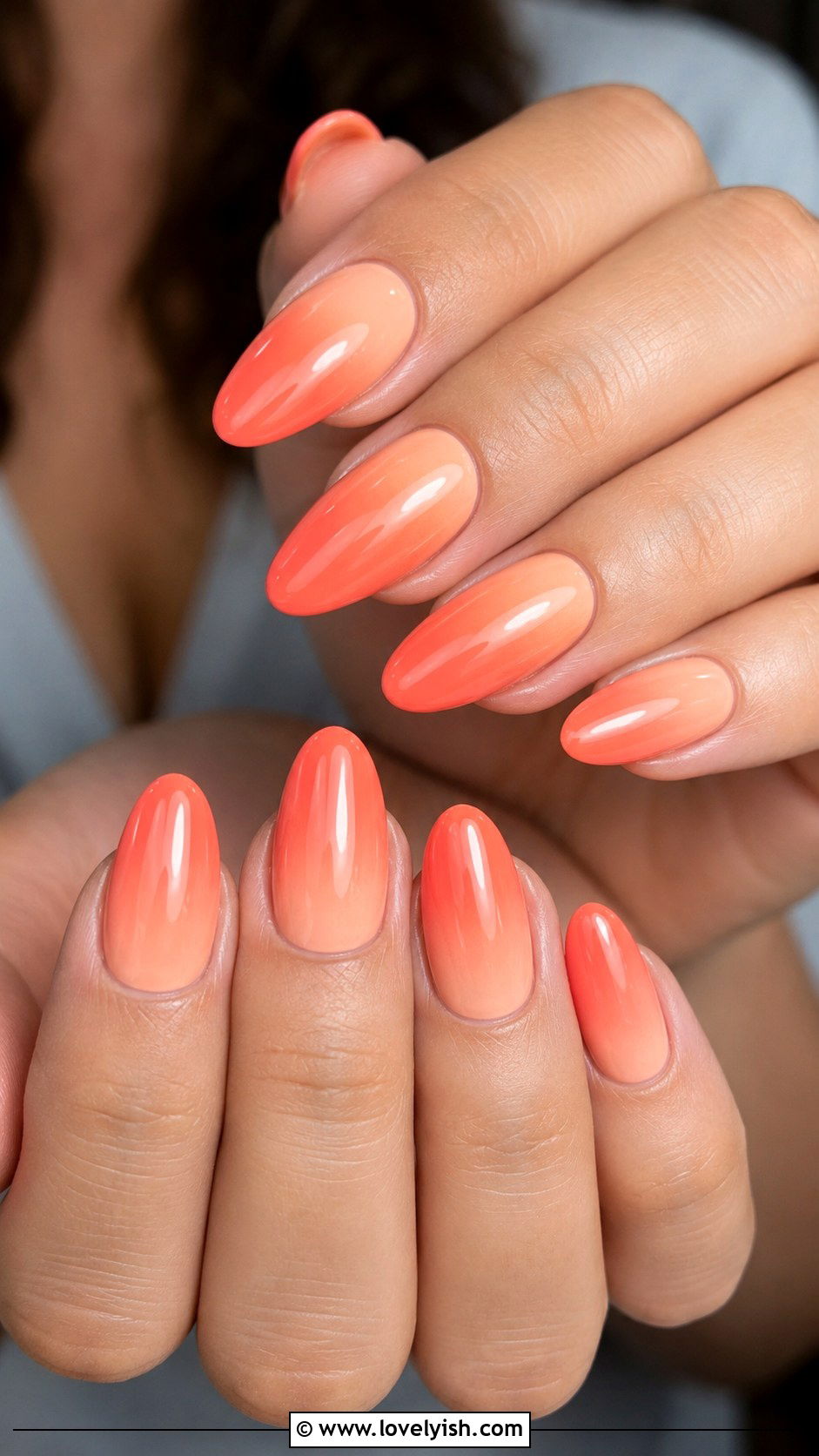 Peach and Coral Ombre Nails - 50 peach nail designs - 50 peach nail designs