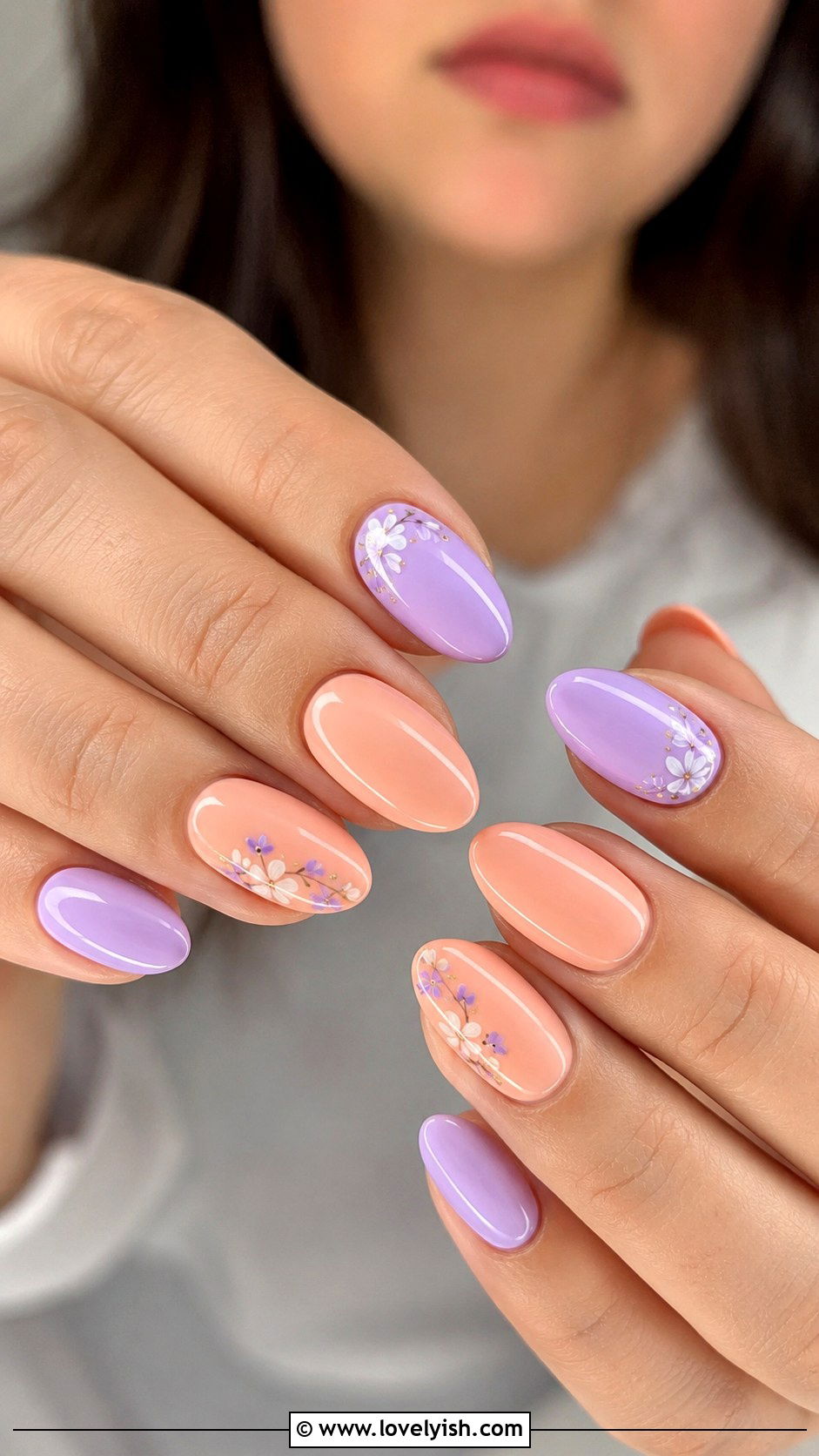 Peach and Lavender Nails - 50 peach nail designs - 50 peach nail designs
