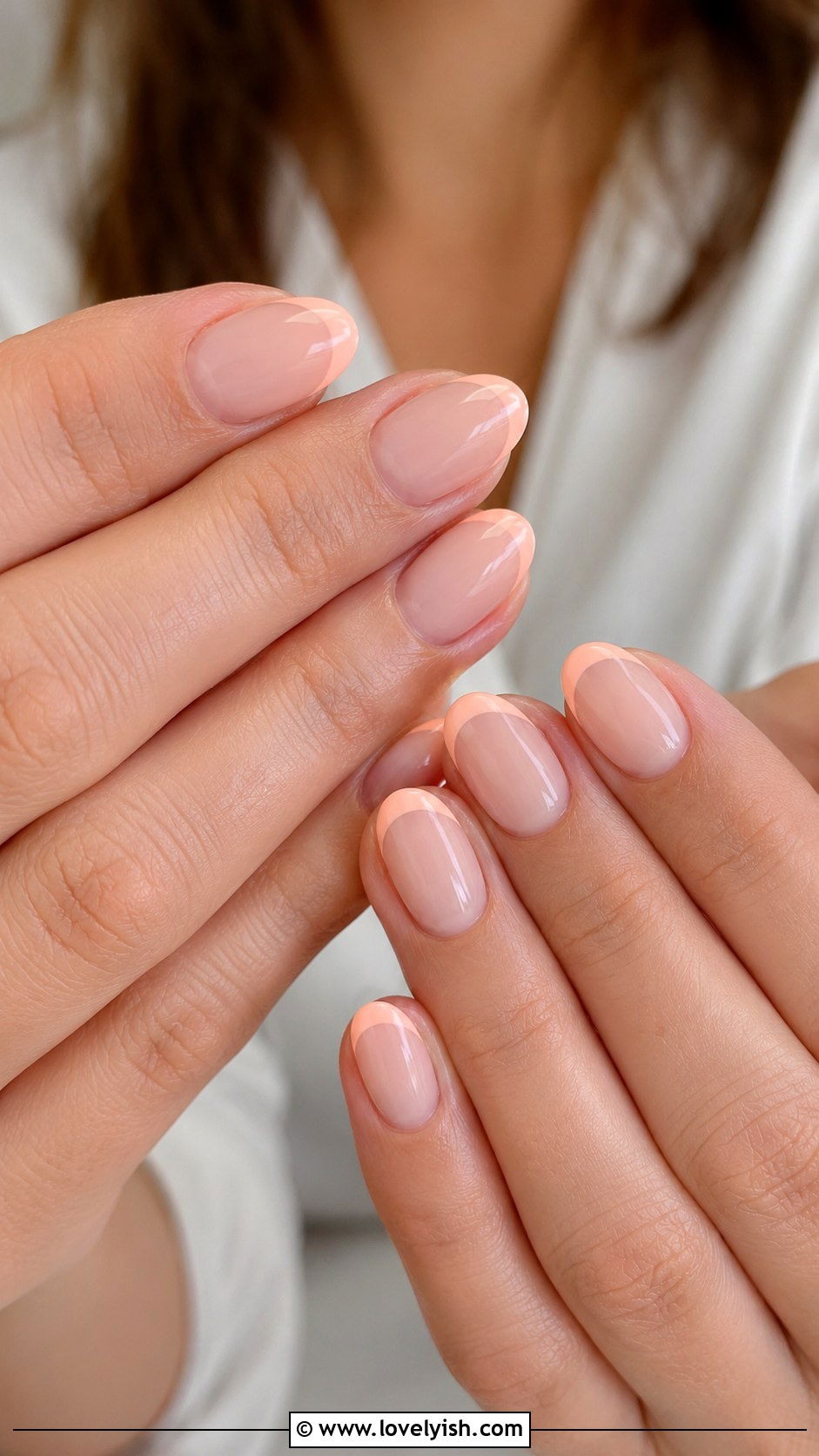 Peach and Nude French Nails - 50 peach nail designs - 50 peach nail designs